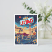 Las Vegas USA Art  Illustratie Reizen Briefkaart (Staand voorkant)