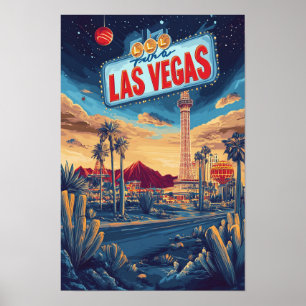 Las Vegas USA Art Illustratie Reizen Poster