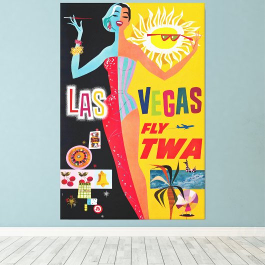  Las Vegas USA Travel Poster Canvas Print (Insitu (Houten vloer))