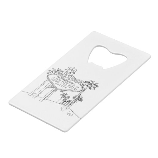 Las Vegas Vacation Drawing Vacation Art Traveling Creditkaart Flessenopener (Voorkant Gekanteld)