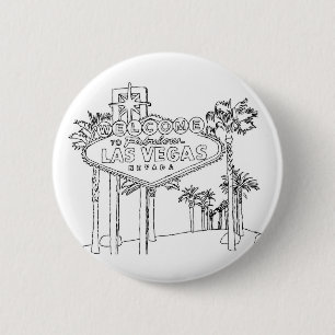 Las Vegas Vacation Drawing Vacation Art Traveling Ronde Button 5,7 Cm