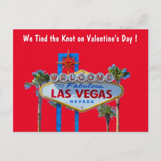 Las Vegas Valentijn trouwfotoaankondiging Aankondigingskaart (Voorkant)