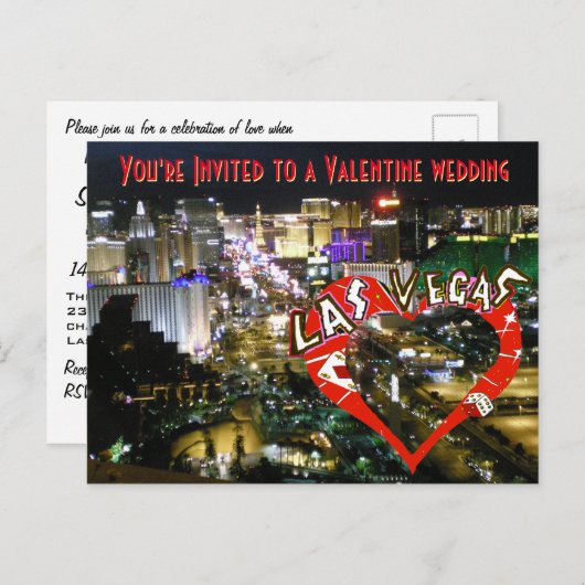 Las Vegas Valentijn trouwfotoaankondiging Uitnodiging Briefkaart (Voorkant / Achterkant)