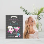 Las Vegas Verjaardag Casino Dice Chips Fotofeest Kaart (Staand voorkant)