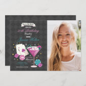 Las Vegas Verjaardag Casino Dice Chips Fotofeest Kaart (Voorkant / Achterkant)