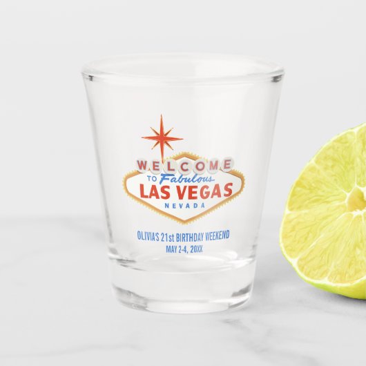 Las Vegas Verjaardag Weekend Party Favor Custom Shot Glas (Voorkant)