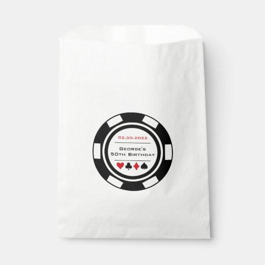 Las Vegas verjaardag zwart-wit poker chip Bedankzakje (Voorkant)