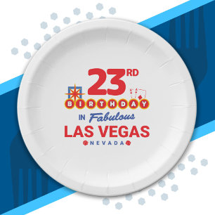 Las Vegas Verjaardagsfeest - 23e Verjaardag In Veg Papieren Bordje