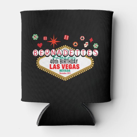 Las Vegas Verjaardagsfeest Matching 10 Circles Blikjeskoeler (Voorkant)