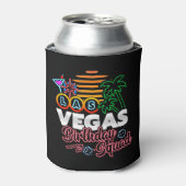 Las Vegas Verjaardagsfeestje Retro Zon Verjaardags Blikjeskoeler (Blikje Voorkant)