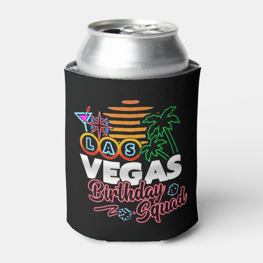 Las Vegas Verjaardagsfeestje Retro Zon Verjaardags Blikjeskoeler (Blikje Voorkant)