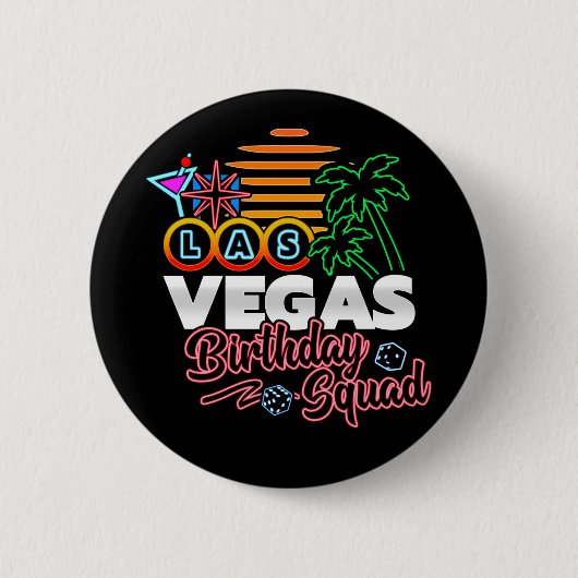 Las Vegas Verjaardagsfeestje Retro Zon Verjaardags Ronde Button 5,7 Cm (Voorkant)