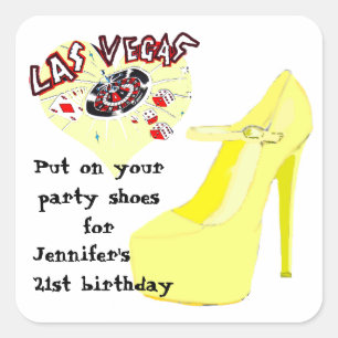 Las Vegas Verjaardagsfeestschoenen Vierkante Sticker