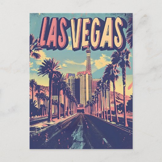 Las Vegas Vintage Kunst Briefkaart (Voorkant)