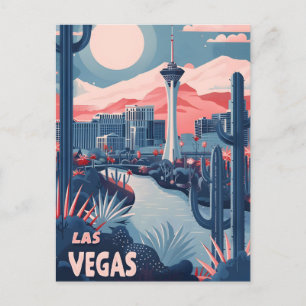 Las Vegas Vintage reizen en kunst Briefkaart