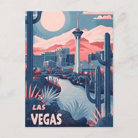 Las Vegas Vintage reizen en kunst Briefkaart (Voorkant)