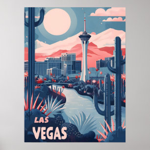 Las Vegas Vintage reizen en kunst Poster