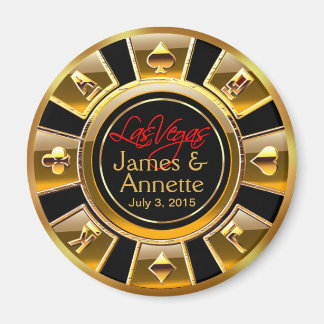 Las Vegas VIP Gold en Black Casino Chip Favor Magneet