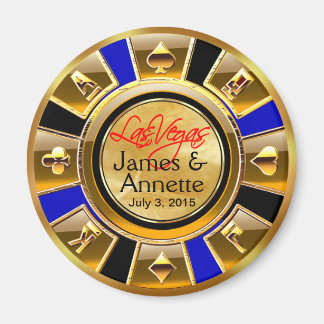 Las Vegas VIP Goud Blauw Zwart Casino Chip Favor Magneet