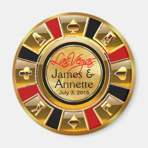 Las Vegas VIP Red Gold Black Casino Chip Favor Magneet