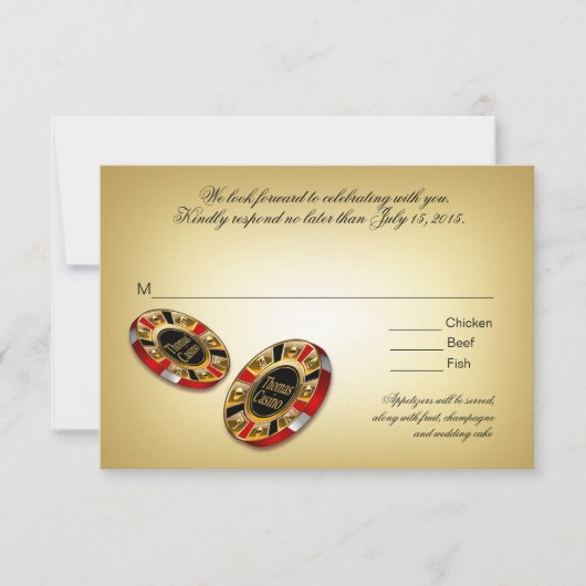 Las Vegas VIP RSVP-reactie | rood RSVP Kaartje (Voorkant)