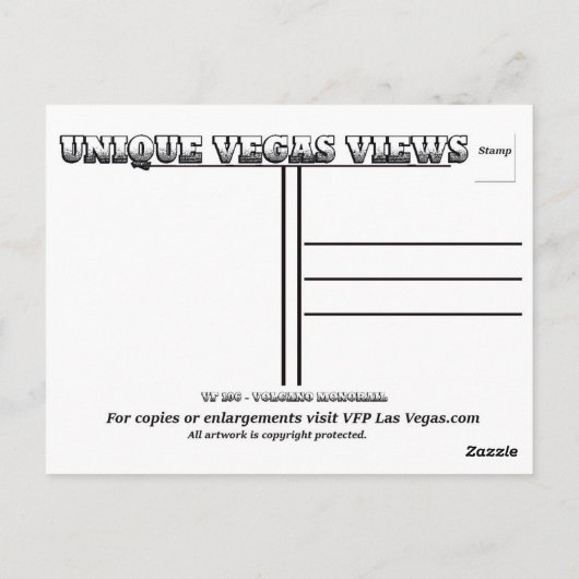 Las Vegas Volcano Monorail Briefkaart (Achterkant)