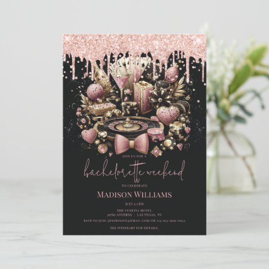 Las Vegas vrijgezellenfeest elegant Kaart (Staand voorkant)