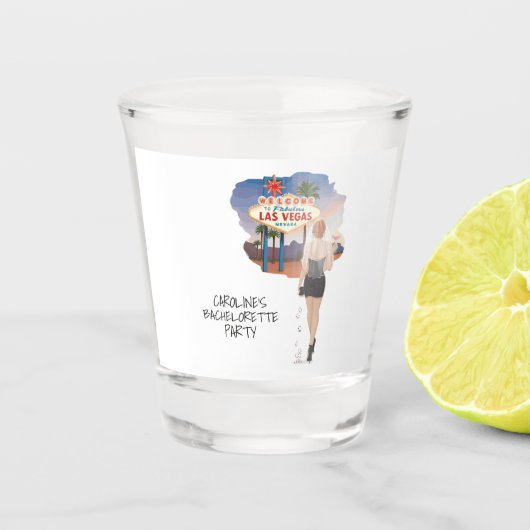 Las Vegas vrijgezellenfeest roodharige bruid Shot Glas (Voorkant)