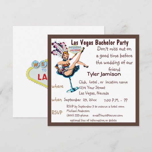 Las Vegas vrijgezellenfeest showgirl Kaart (Voorkant / Achterkant)