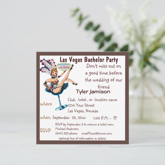Las Vegas vrijgezellenfeest showgirl Kaart (Staand voorkant)