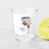 Las Vegas vrijgezellenfeest zwarte haar bruid Shot Glas (Voorkant)