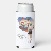 Las Vegas vrijgezellenfeest Zwarte Haren Bruid Seltzer Blikjeskoeler (Seltzer Voorkant)