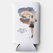 Las Vegas vrijgezellenfeest Zwarte Haren Bruid Seltzer Blikjeskoeler (Voorkant)