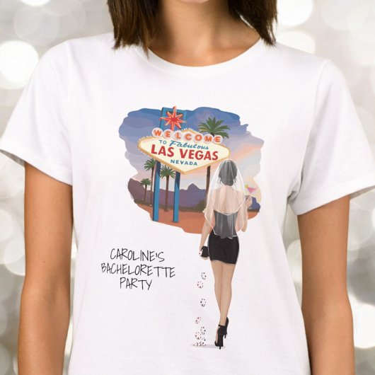 Las Vegas vrijgezellenfeest Zwarte Haren Bruid T-shirt