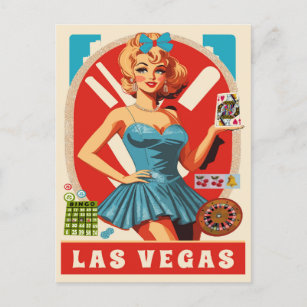 Las Vegas, Vrouw met Kaarten, Reizen Briefkaart
