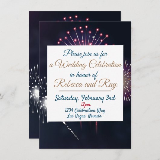 Las Vegas vuurwerk bruiloft Kaart (Voorkant / Achterkant)