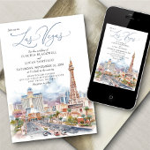 Las Vegas Waterverf Details Huwelijksuitnodiging Kaart