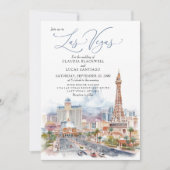 Las Vegas Waterverf Details Huwelijksuitnodiging Kaart (Voorkant)