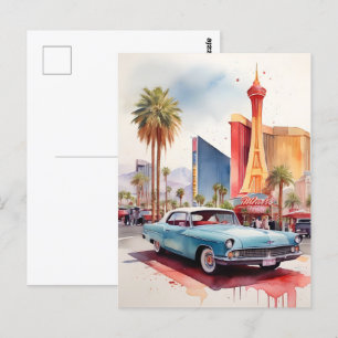 Las Vegas waterverf kunst Briefkaart