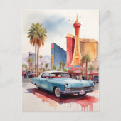 Las Vegas waterverf kunst Briefkaart (Voorkant)