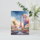 Las Vegas waterverf kunst Briefkaart (Staand voorkant)
