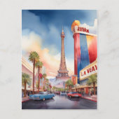 Las Vegas waterverf kunst Briefkaart (Voorkant)