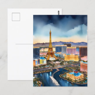 Las Vegas waterverf kunst Briefkaart