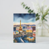 Las Vegas waterverf kunst Briefkaart (Staand voorkant)