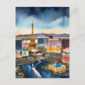 Las Vegas waterverf kunst Briefkaart (Voorkant)