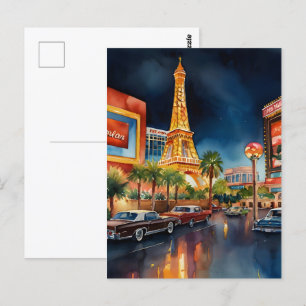 Las Vegas waterverf kunst Briefkaart