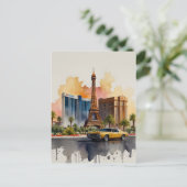 Las Vegas waterverf kunst Briefkaart (Staand voorkant)