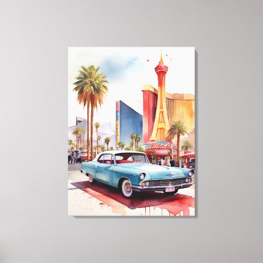Las Vegas waterverf kunst Canvas Afdruk (Voorkant)