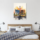 Las Vegas waterverf kunst Canvas Afdruk (Insitu (Slaapkamer))