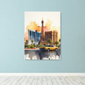 Las Vegas waterverf kunst Canvas Afdruk (Insitu (Houten vloer))